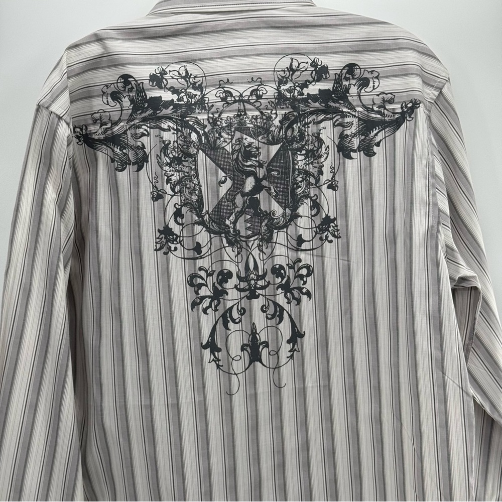 Level Ten Button Up Long Sleeve WHITE/BLACK/GRAY WITH THE PRINT ON FRONT N BACK